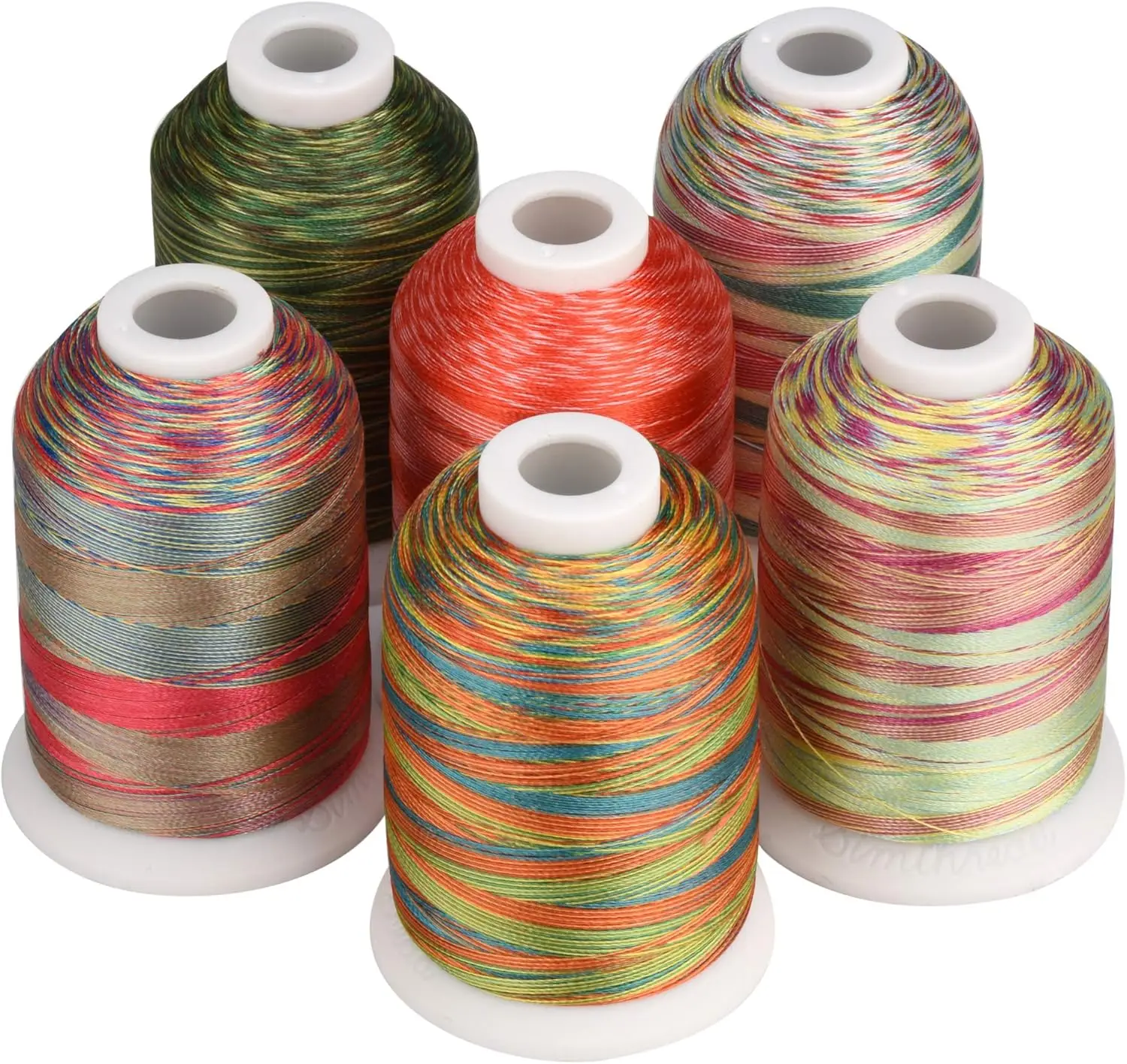 Simthread 6 Colors Polyester Variegated Embroidery Machine Thread 1100 Yards (1000M) for Embroidery and Sewing Machines