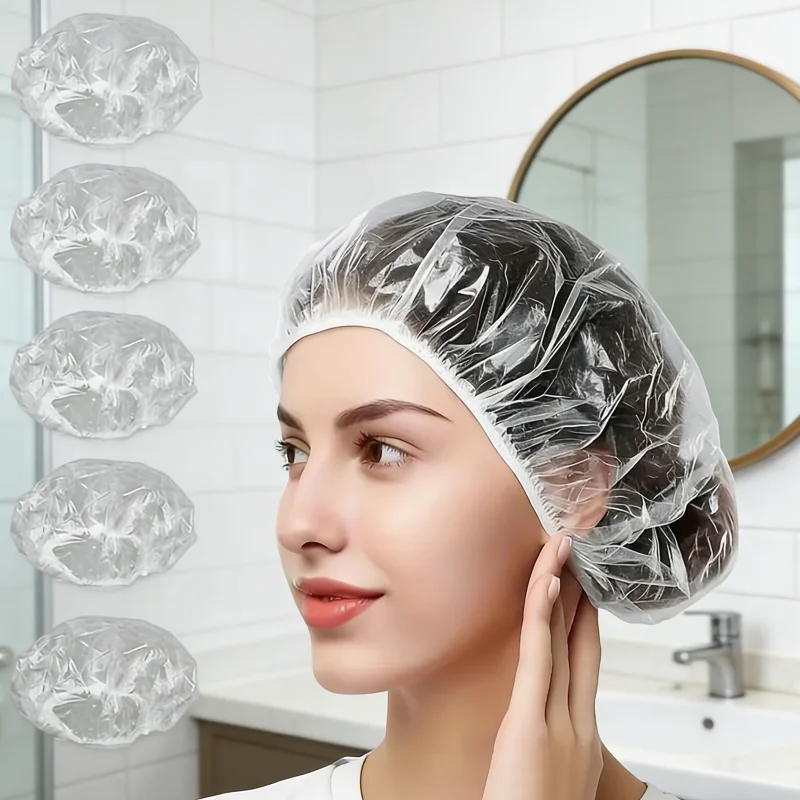 100/200 Pieces of White Disposable Shower Caps for Beauty Salons, Hair Treatment, Hair Dyeing, Waterproof and Dustproof, Suitable for Hotel Showers and Baths, Can Be Used in Various Scenarios, Great Gift Item, Essential for Home Use