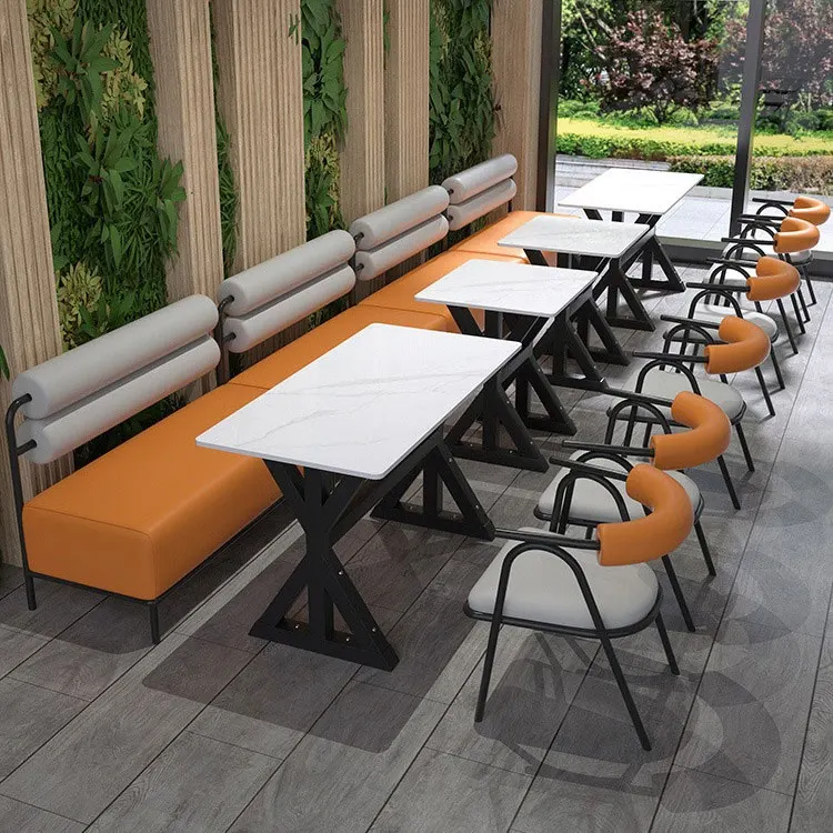

Professional Commercial Furniture Tables and Chairs Restaurant Luxury Metal Chairs with Wood Seat and Armrests for a Restaurant
