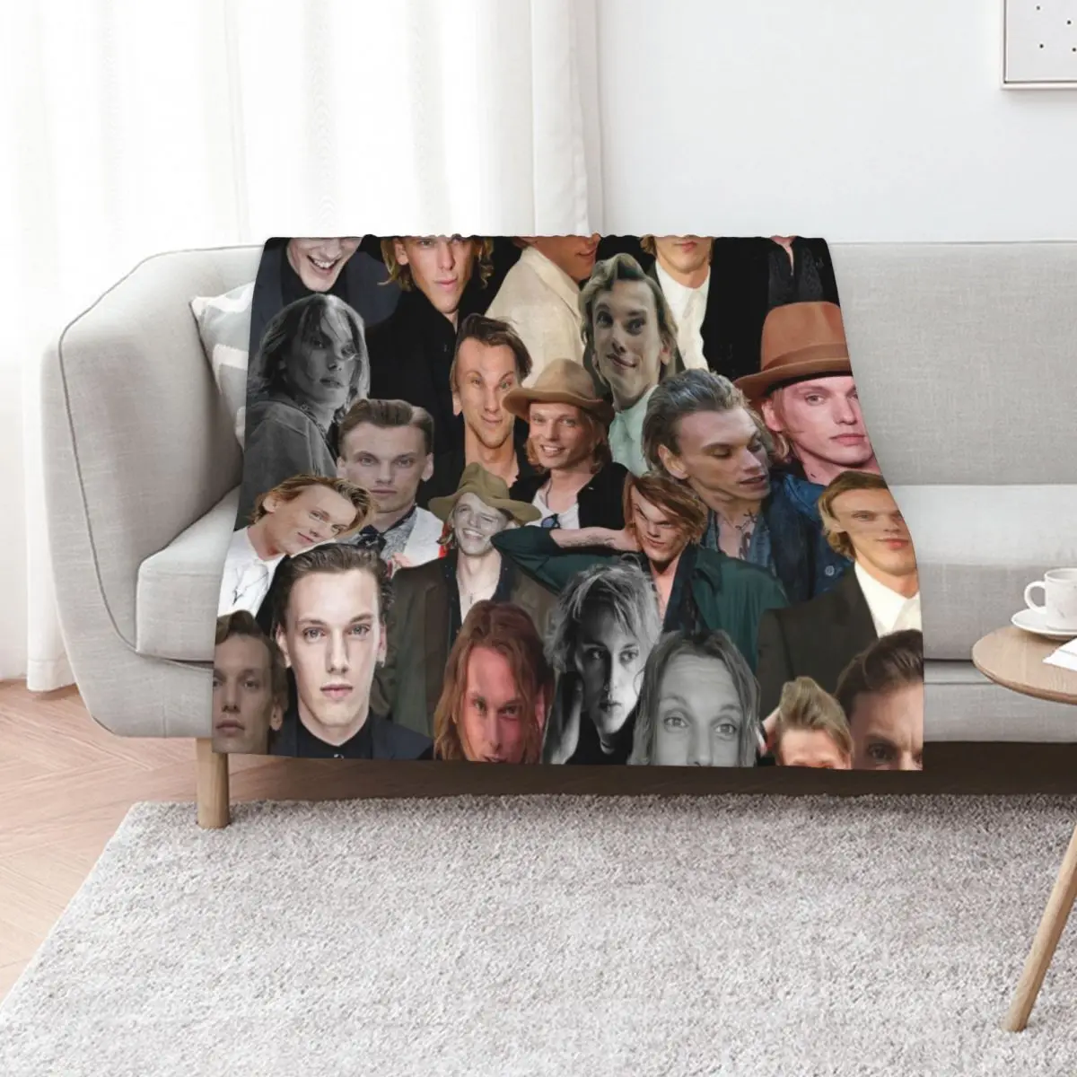 

Jamie Campbell Bower photo collage Throw Blanket Softest Plaid funny gift Stuffeds Blankets