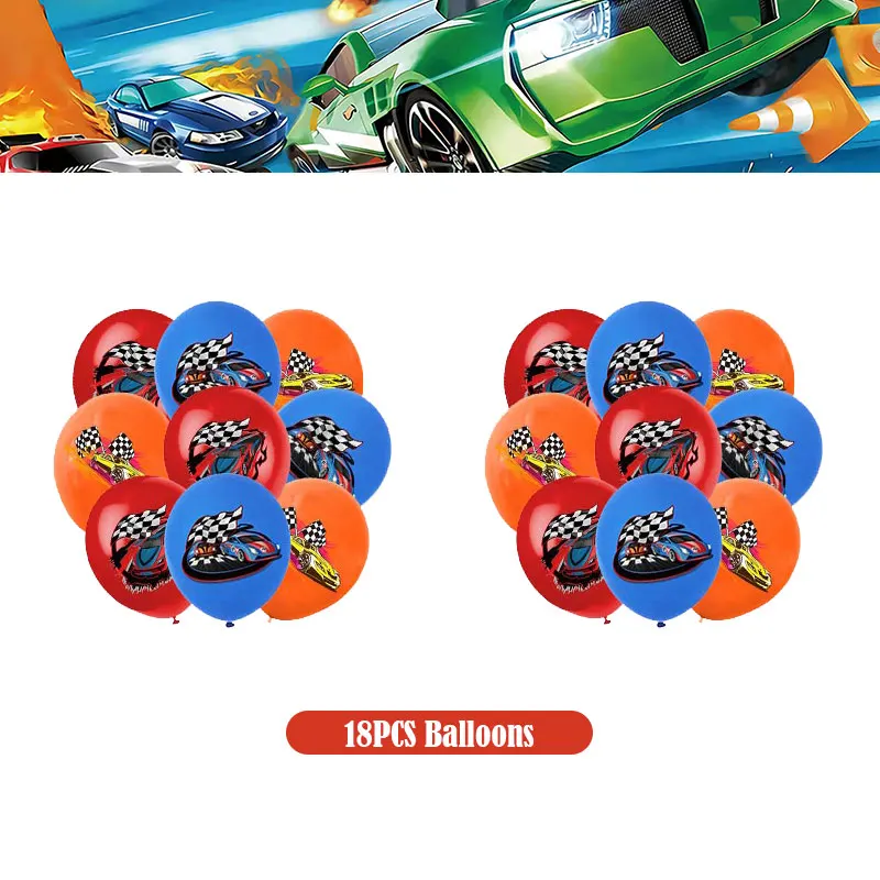 Happy Wheels Verjaardag Verjaardagsfeestje Benodigdheden Hot Race Car Thema Servies Set Kopjes Borden Ballonnen Cadeauzakjes voor kinderen Jongens 