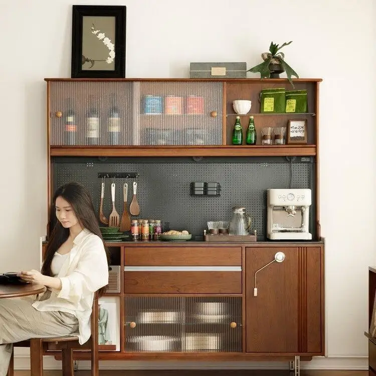 

Customizable Vintage French Solid Wood Sideboard Household Storage Cabinet Against the Wall Integrated Edge Pantry Cabinet