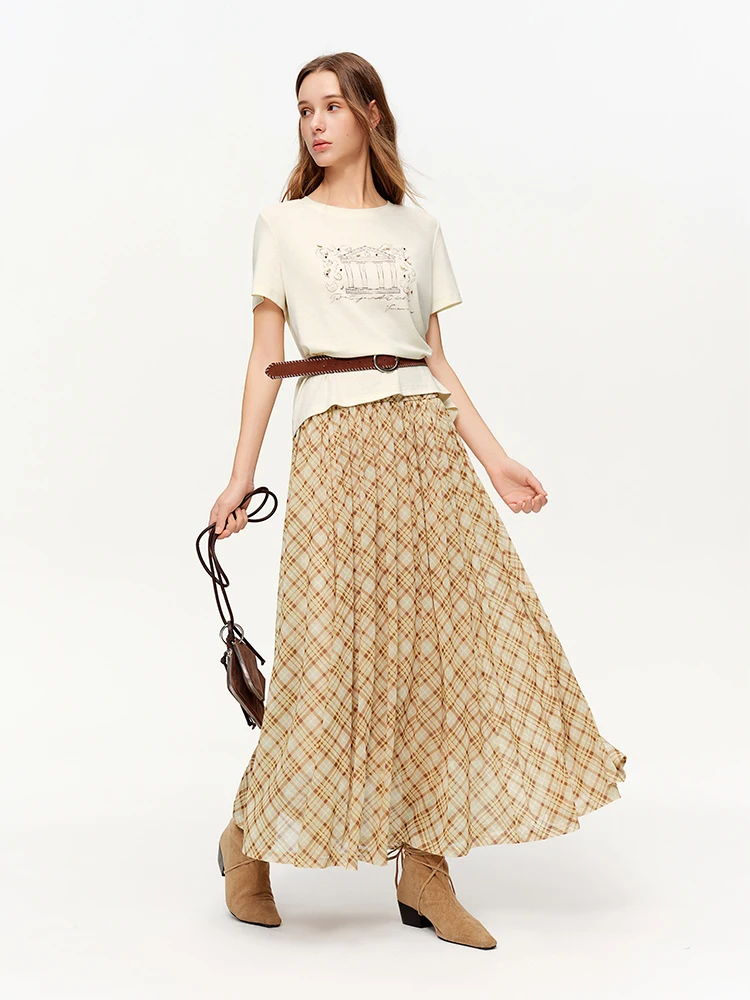 

Женская юбка Hifort в стиле ретро в клетку, новая коллекция Весна 2026, с высокой талией, А-силуэт, простая, из полиэстера, для повседневной носки