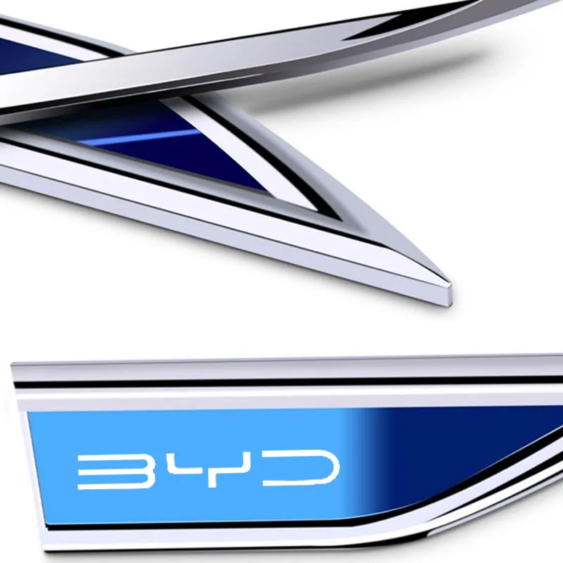 2Pcs Car Door Side Fender Blade Logo Emblem Badge Decal Sticker For BYD G3 F3 F0 S7 E5 E6 Tang Yuan Atto3 Song Auto Accessories