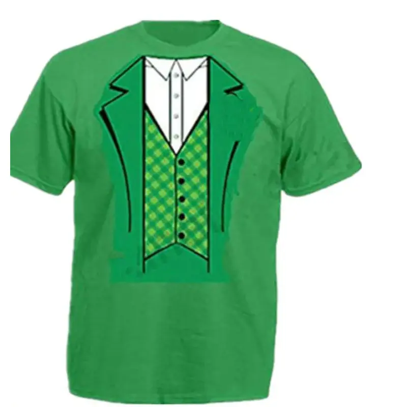 Irish Cuckold Festival Stage Costume Patrick's Day Short Sleeves T-shirt Green Hat Festival Hat Short Sleeve Suit Stage Costume