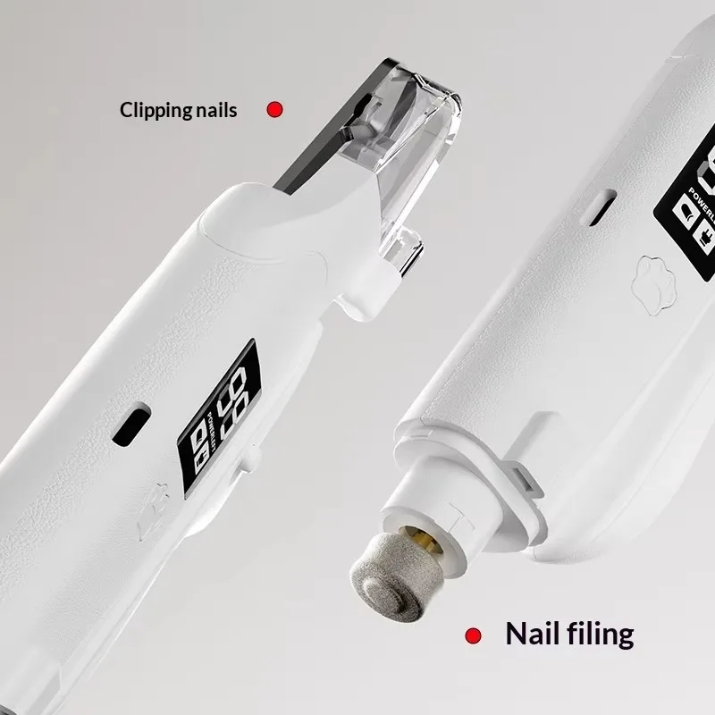 nail supplies Professional 2-in-1 Stainless Steel Pet Nail Clipper Grinder LED Light LCD Display USB Rechargeable Anti-Splash Gr
