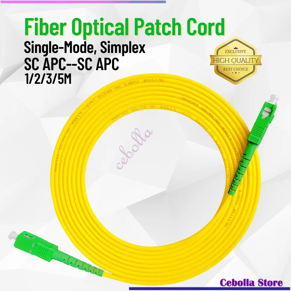 SC/APC 광섬유 패치 코드, 1m 점퍼 단일 모드 SimplexSC APC SM Simplex 3.0mm FTTH, 로트당 10 개