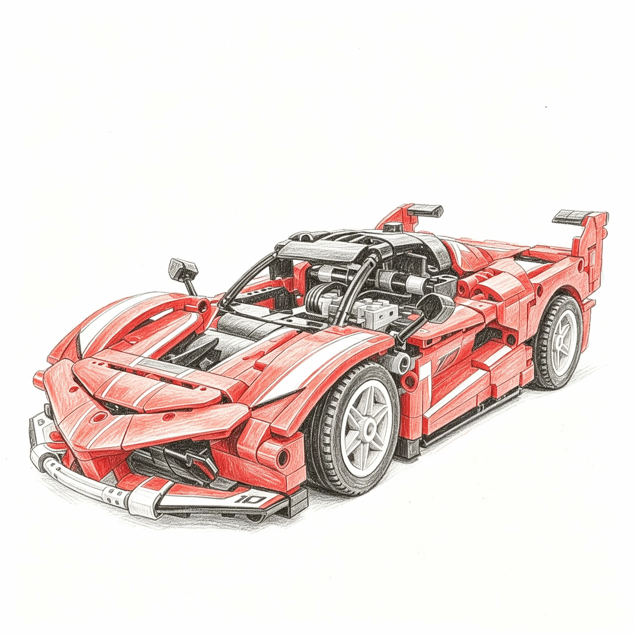 Racing Car Building Block Model Kit 897pcs Red Sports Car Bricks Toy With Movable Mechanism Creative Display Gift For Teen Hobby