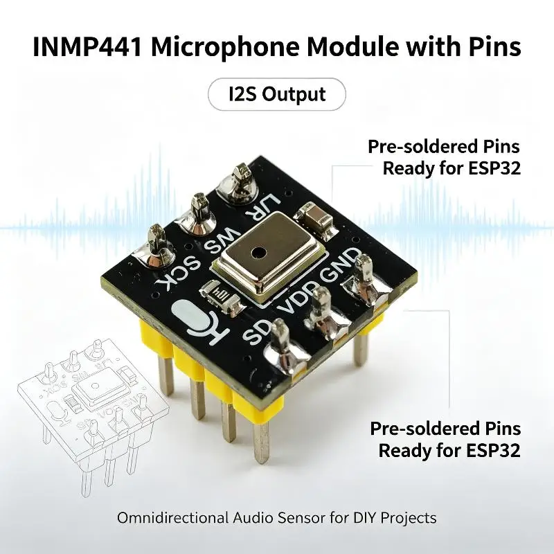1 Set INMP441 Omnidirectional MEMS Microphone Module High Precision I2S for Medical Audio Monitoring Devices