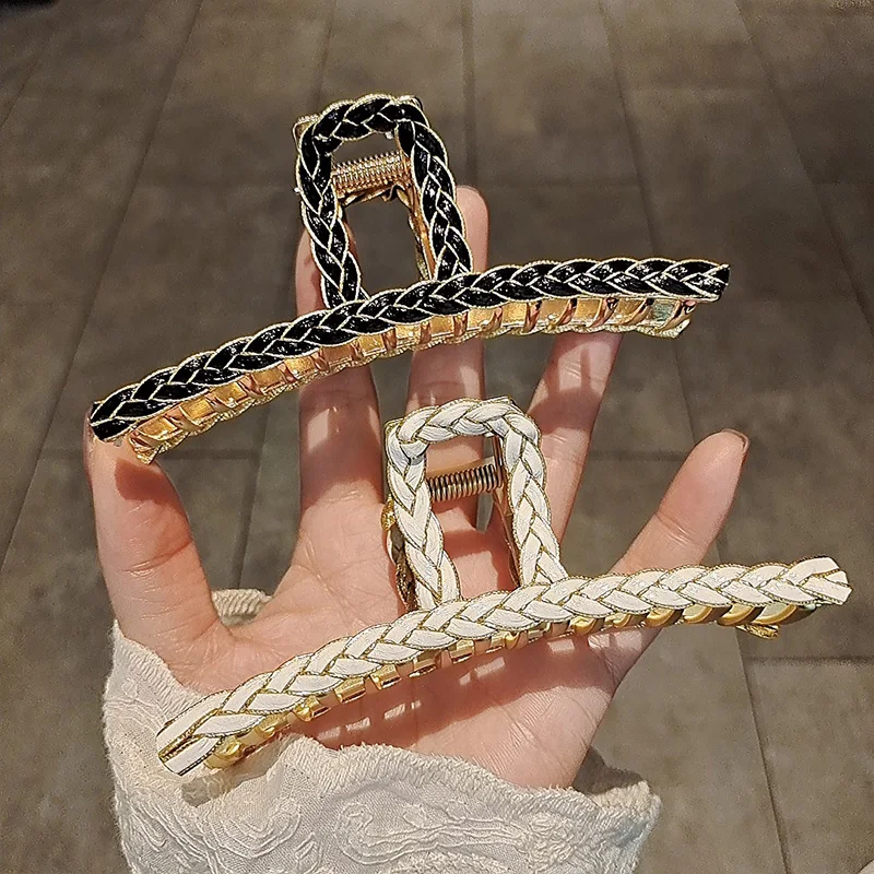 قطعة واحدة من مشبك الشعر المعدني، أغطية الرأس الكورية الكبيرة، مشبك شعر أنيق، مشبك سمك القرش، مشبك شعر في الجزء الخلفي من الرأس