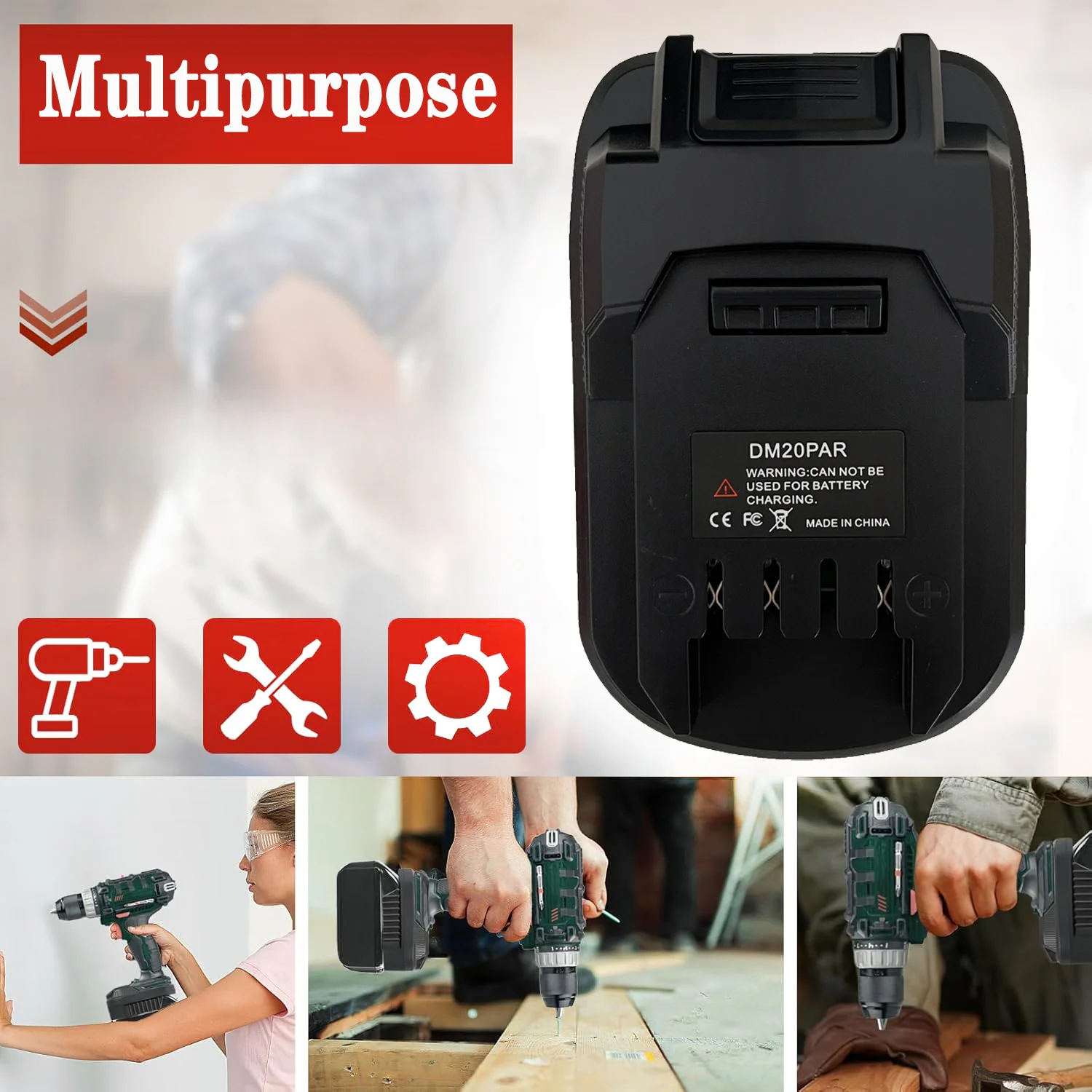 Imagem -03 - Milwaukee Lithium Battery Power Tool Adaptador Broca Conversor Milwaukee 18v M18 Bateria de Lítio Converter para Parkside 20v