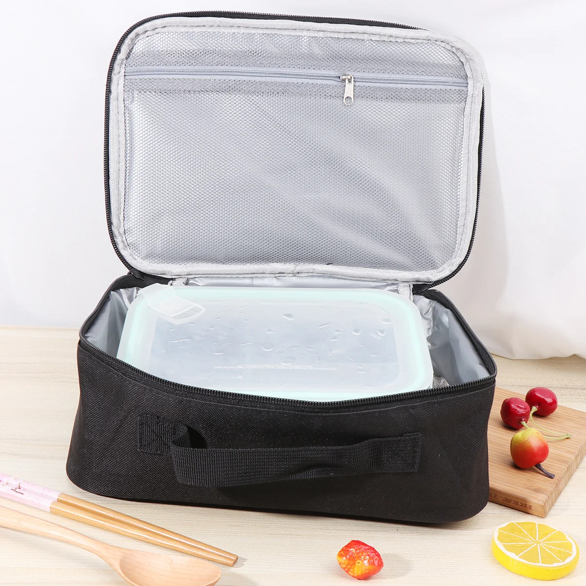 사각형 단열 도시락 가방 옥스포드 원단 벤토 토트 휴대용 보온 쿨러 대용량 학교 소풍 야외 작업용
