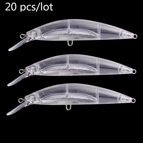 20 piezas sin pintar, cebo en blanco que se hunde, pececillo, Wobbler, Jerkbait, DIY, hecho a mano, señuelo de pesca Artificial, aparejos