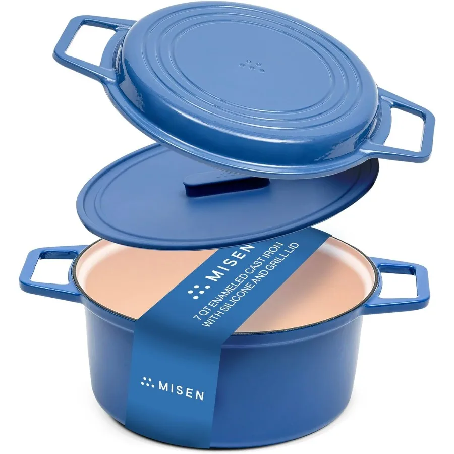 

7-летняя эмалированная чугунная голландская печь — устойчивое к сколам эмалированное покрытие — толстый железный сердечник для сохранения тепла — большая кухонная поверхность