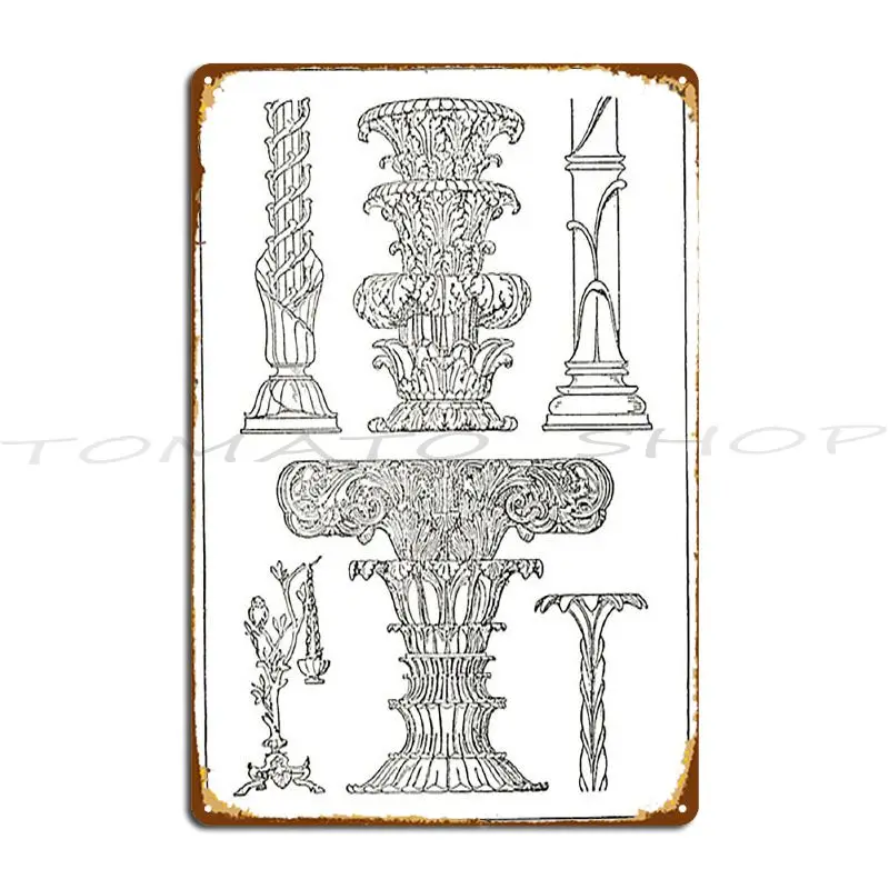 White Columns Of Gediminas Ionic Doric Tuscan Corinthian Column Bases Ruins Of Persepolis Metal Sign Poster