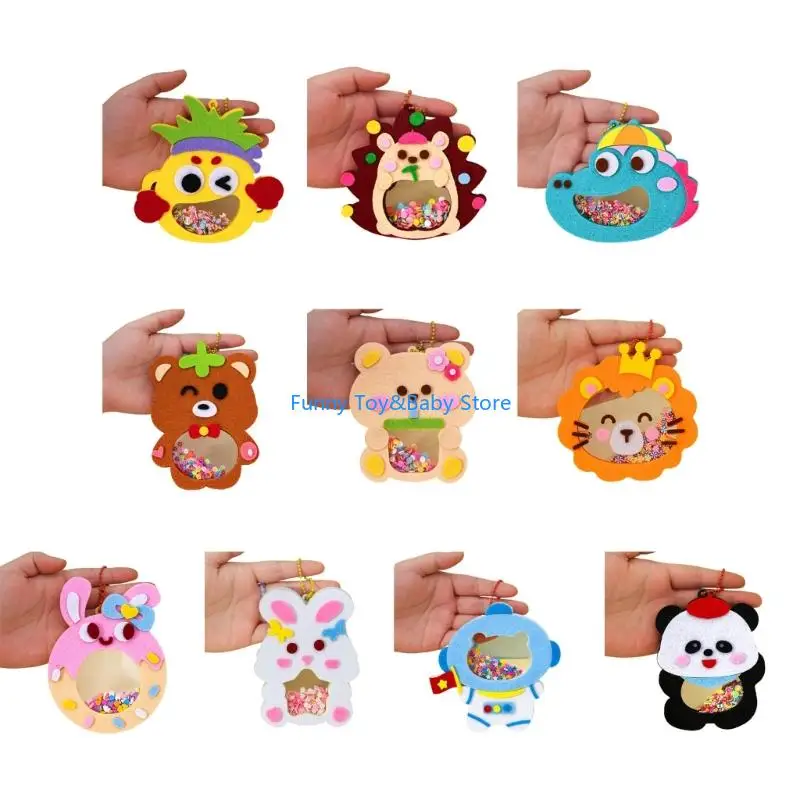 Animal Shaker Pendant Craft Toy With NonWoven Fabric Handmade Keychain Decoration For Kids Family Activity Game C90B
