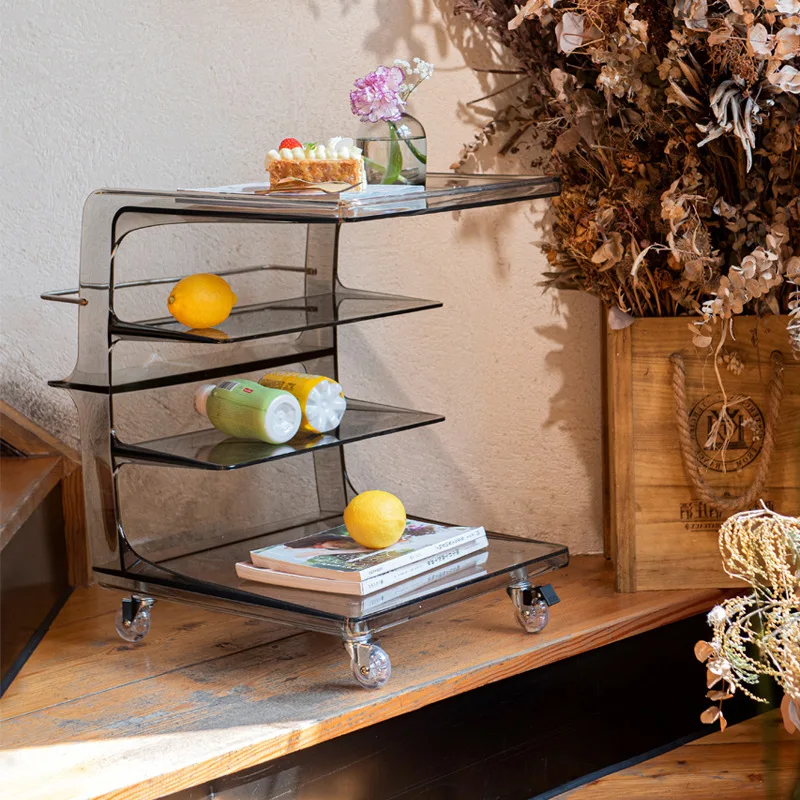 Sofa side few acrylic removable side cabinet cart Internet celebrities ins translucent plastic small coffee table factory