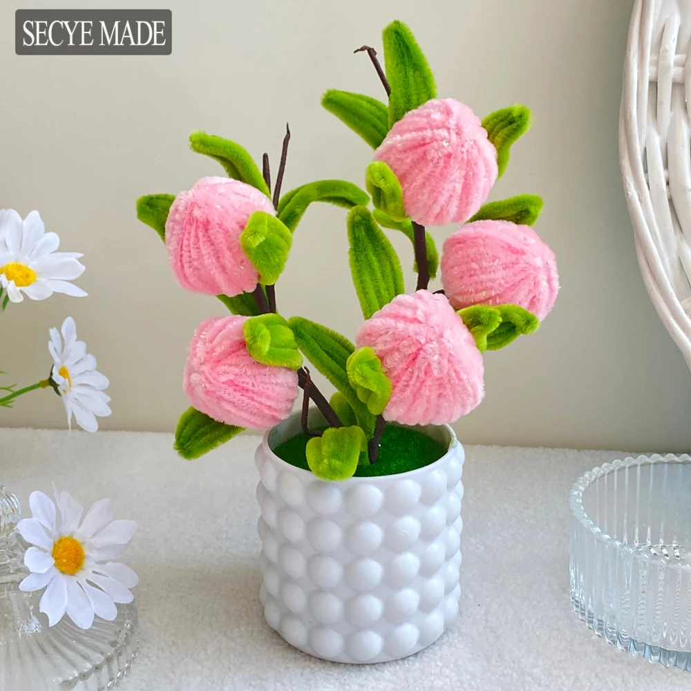 

Cute Peach Potted Plant Simulation Fruit Bonsai Dining Table Home Living Room Decoration Wedding Round Table Centerpieces L45