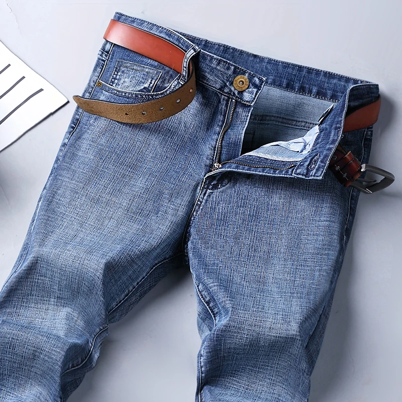 Unbranded Men's Straight Stretch Jeans Blue 4