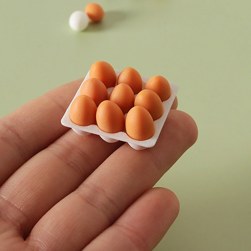 Conjunto de comida para brincar em miniatura, caixa de ovo e ovos para casa de bonecas 1/12 para brincar de cozinha, acessório seguro para crianças e colecionadores