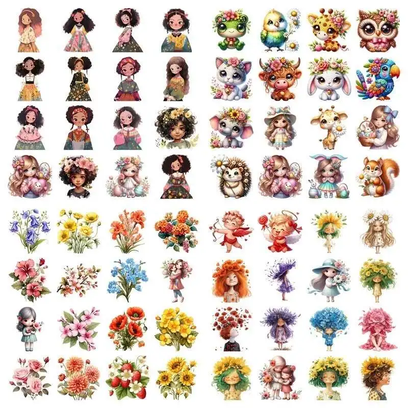 الفاكهة طباعة الربيع فتاة الحيوان الحديد على نقل الحرارة ملصق لعبة دمية الملابس Pinted الفينيل الحرارية قابل للغسل تي شيرت عشاري