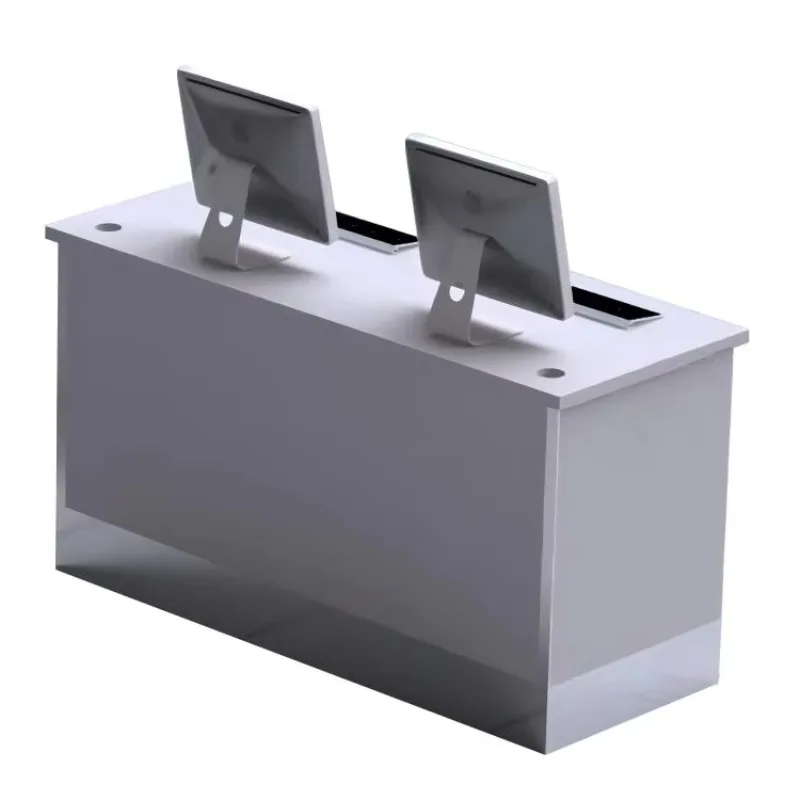 The durable aluminum frame of the airline check-in counters at the cruise terminal and convention center