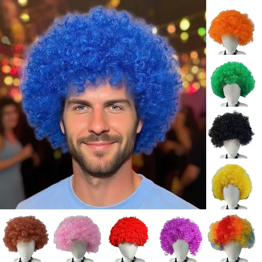 Cosplay Fluffy Clown Wig Curly Funny Afro Puff Wigs Syntheti