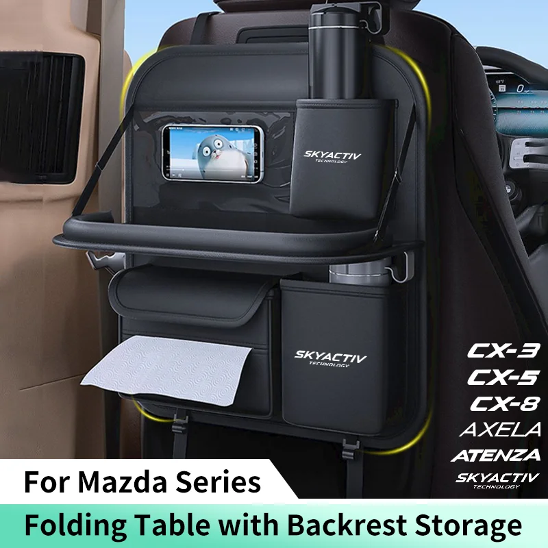 Car Seat Back Organizer For Mazda Skyactiv Axela Atenza CX3 CX5 CX8 Backseat Storage Bag with Foldable Table Tray Tablet Holder