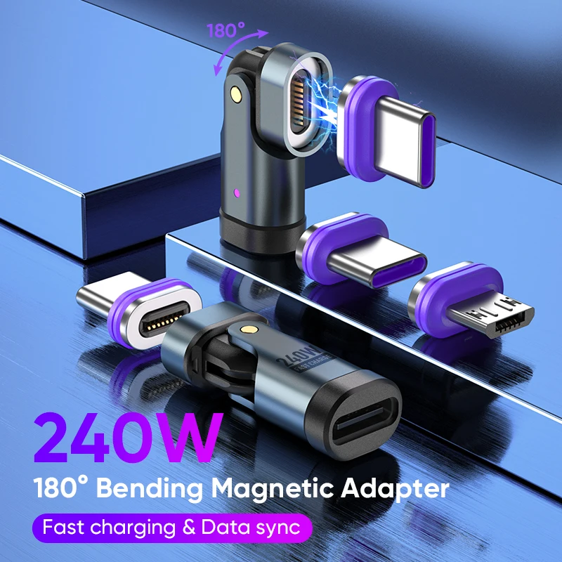 USB C to Type C Magnetic OTG Adapter PD240W Fast Charging USB-C Female OTG Converter for Macbook Samsung IPhone 17 pro