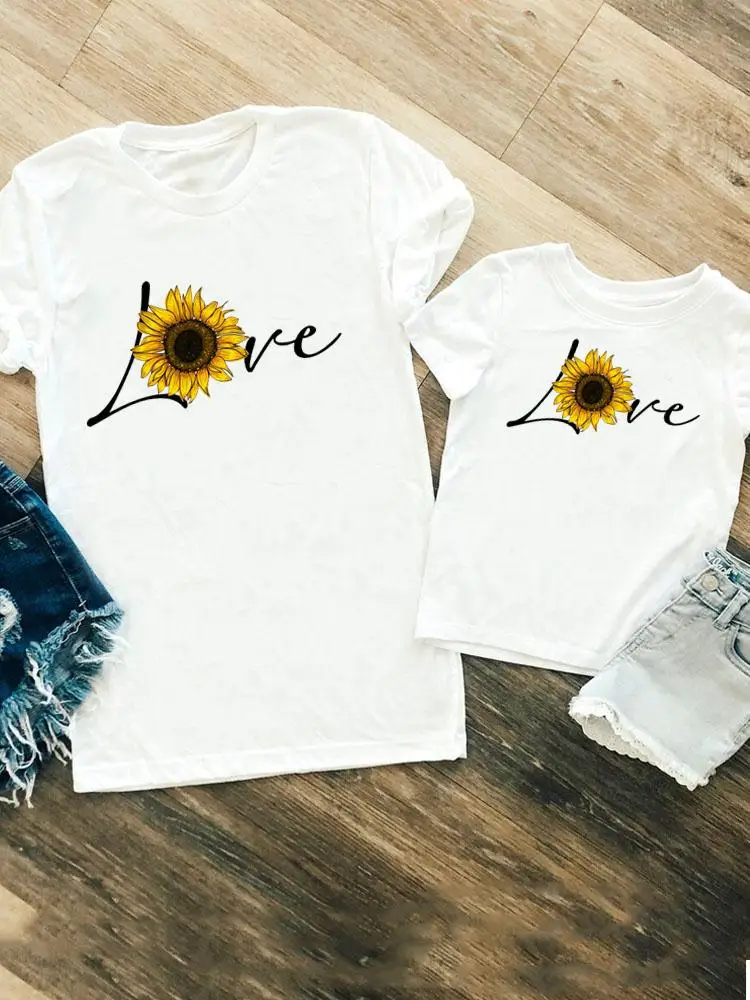 

Women Girls Boys Family Matching Outfits Floral Flower Cute Kid Child Summer Mom Mama Tshirt Tee T-shirt Clothes Clothing