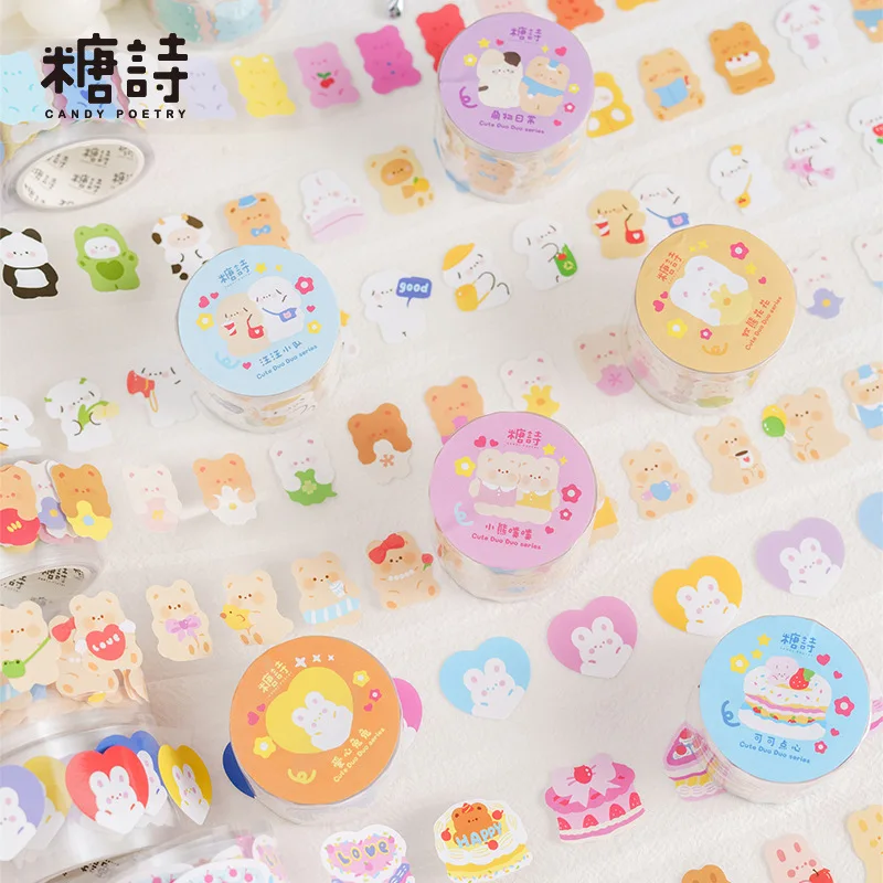 1 PC PET Tape Waxy Jiji Powder Mengmeng Series Creative Cute Cartoon Handbook DIY Decorative Material Sticker
