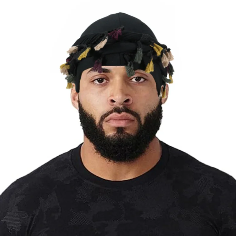 Men's Twisted-brim Hat Soft Breathable Headscarf Fashionable Hip-hop Style For Everyday Warmth Double-layered Braided Beanie