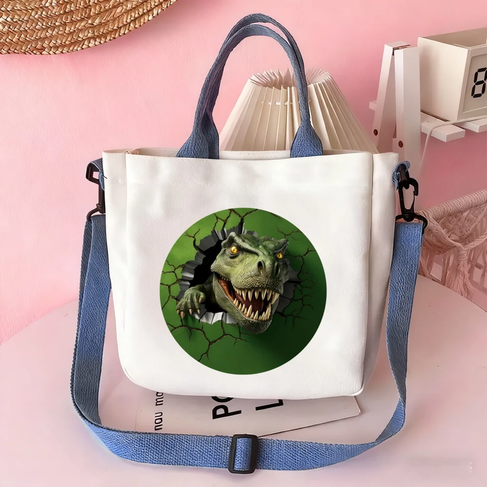 Handbags and crossbody bags featuring Tyrannosaurus Rex designs—perfect for travel storage and carrying cosmetics.