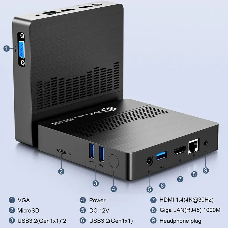 كمبيوتر صغير MLLSE M2 Air Intel Gemini Lake N4000 Intel J3710 Windows 11 6GB RAM 128GB ROM ثنائي النطاق واي فاي بلوتوث USB كمبيوتر صغير
