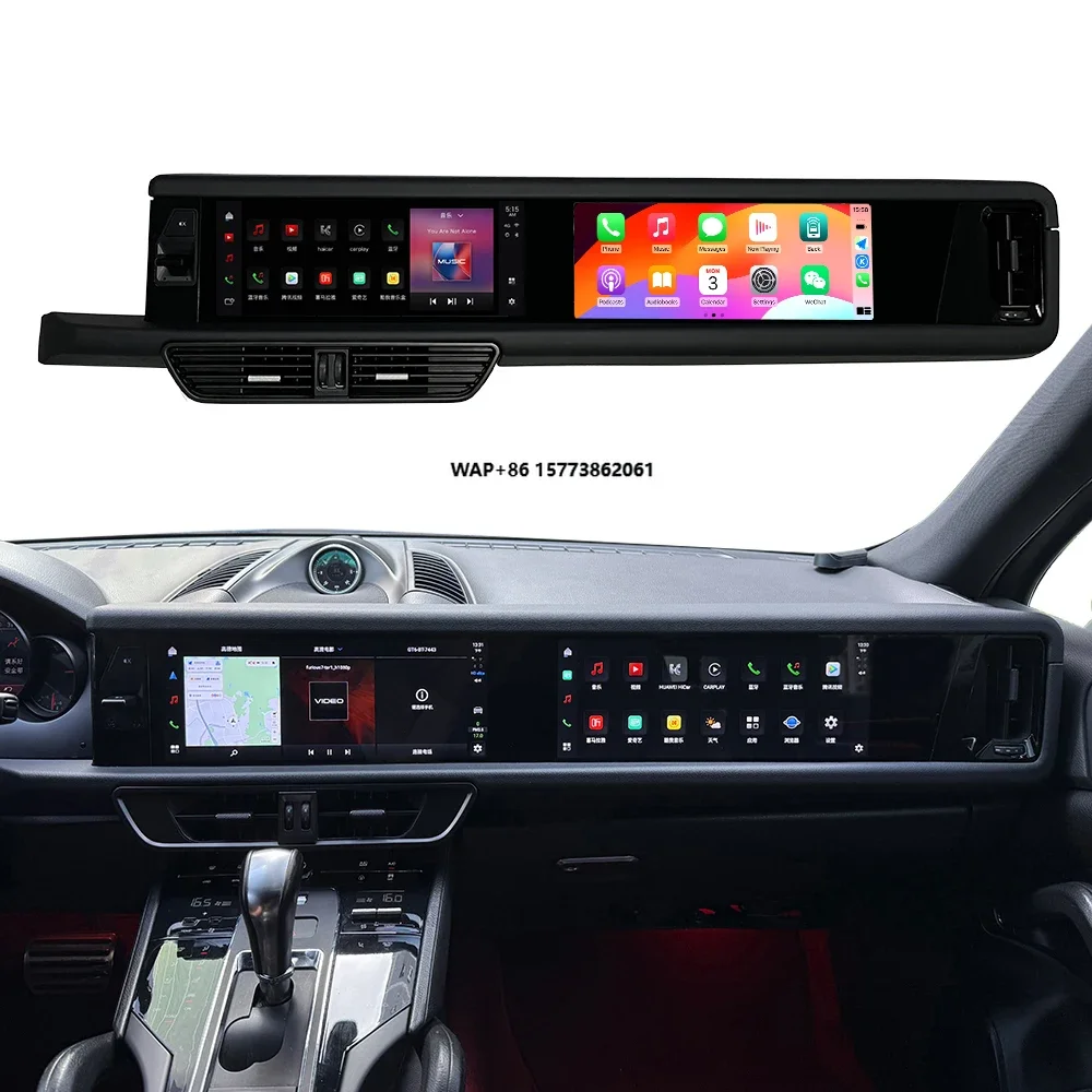 

Беспроводной CarPlay, 12.3-дюймовый двухэкранный Android-автомагнитола с DVD-плеером для Porsche Cayenne, GPS-навигация