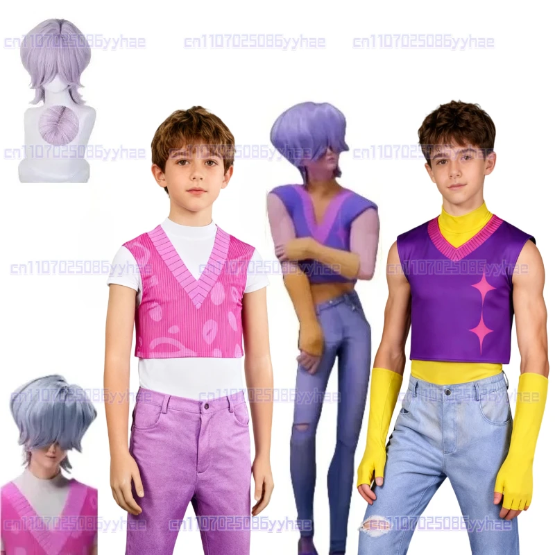 KPop Demon Hunters Saja Boys Mystery Cosplay Costume Top Pants Wig Set Adult Kids Halloween Carnival Party Roleplay Outfits