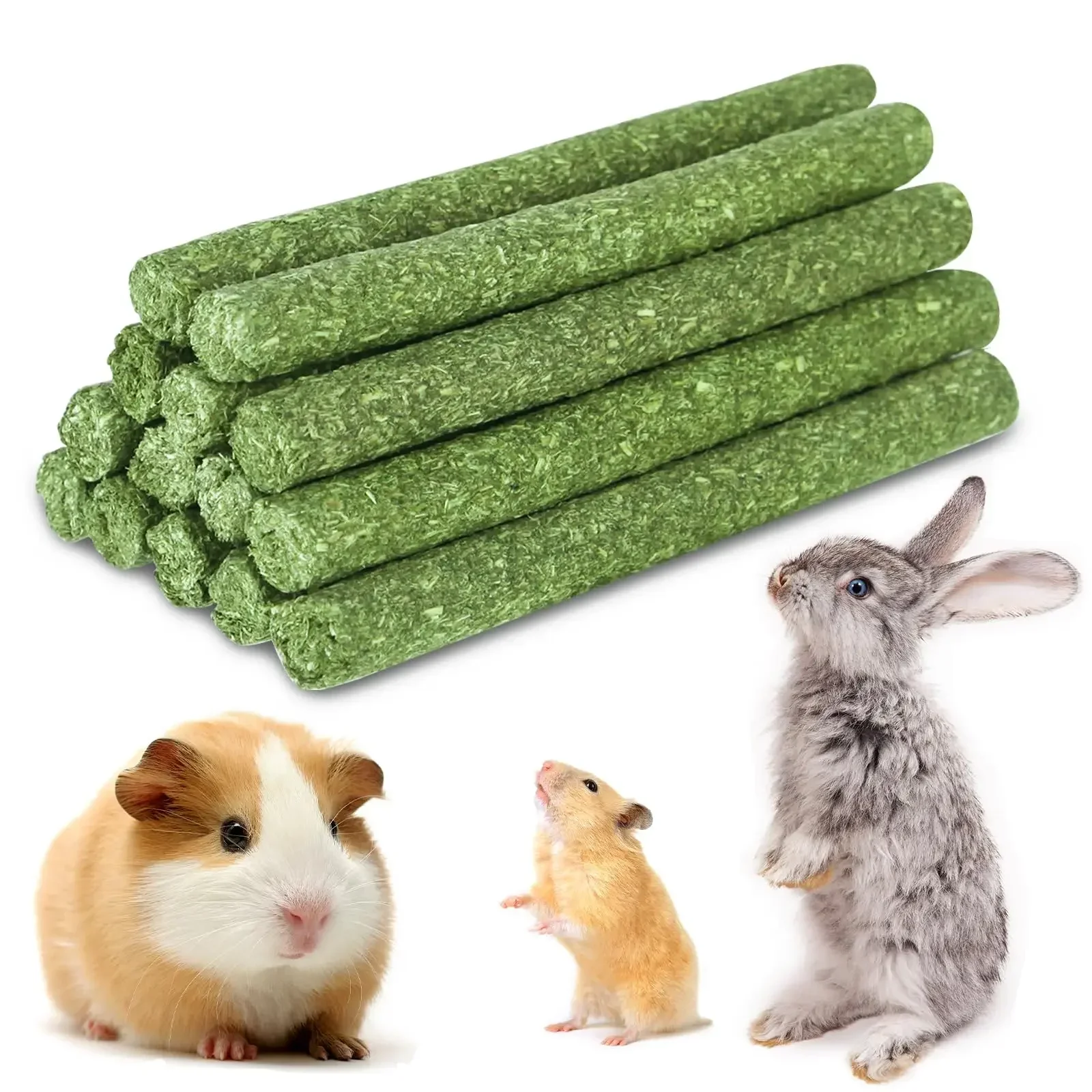 48 PCS 320g Rabbit Chew Toys, Natural Timothy Grass Sticks, Small Animal Teeth Grinding and Cleaning Tools, for Bunny, Guinea P