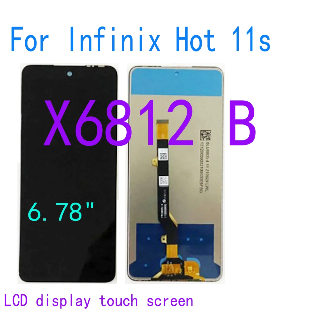 

ЖК-дисплей 6,78 дюйма для Infinix Hot 11s X6812 X6812B, дисплей с сенсорным экраном в сборе, дигитайзер для Infinix X6812, ЖК-дисплей, запасные части