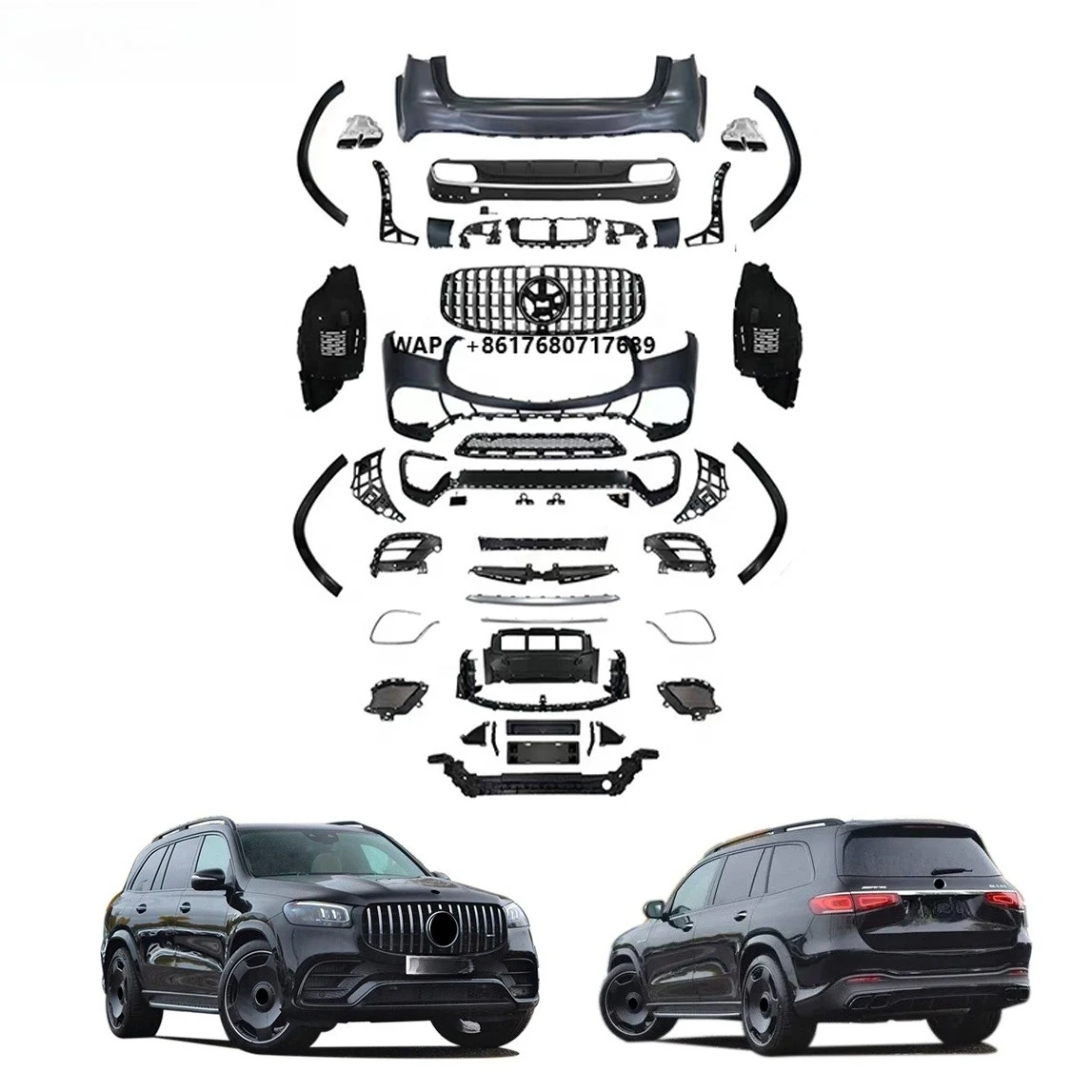New Design PP ABS Material Body Kit for Benz GLS 400 450 4MATIC Upgrade to GLS63  Car Bumper Assembly