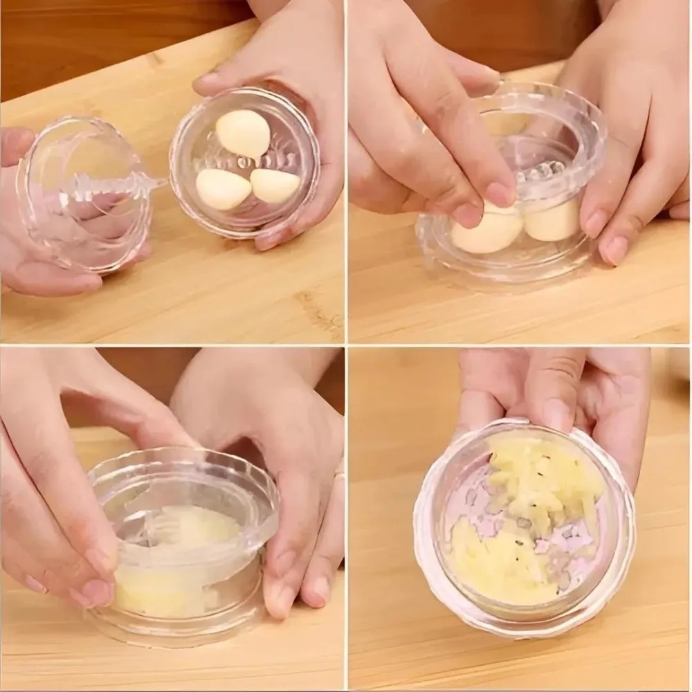 New Transparent Plastic Garlic Crusher Handheld Manual Garlic Press Twisting Design Multifunctional Garlic Grinder Home Cooking