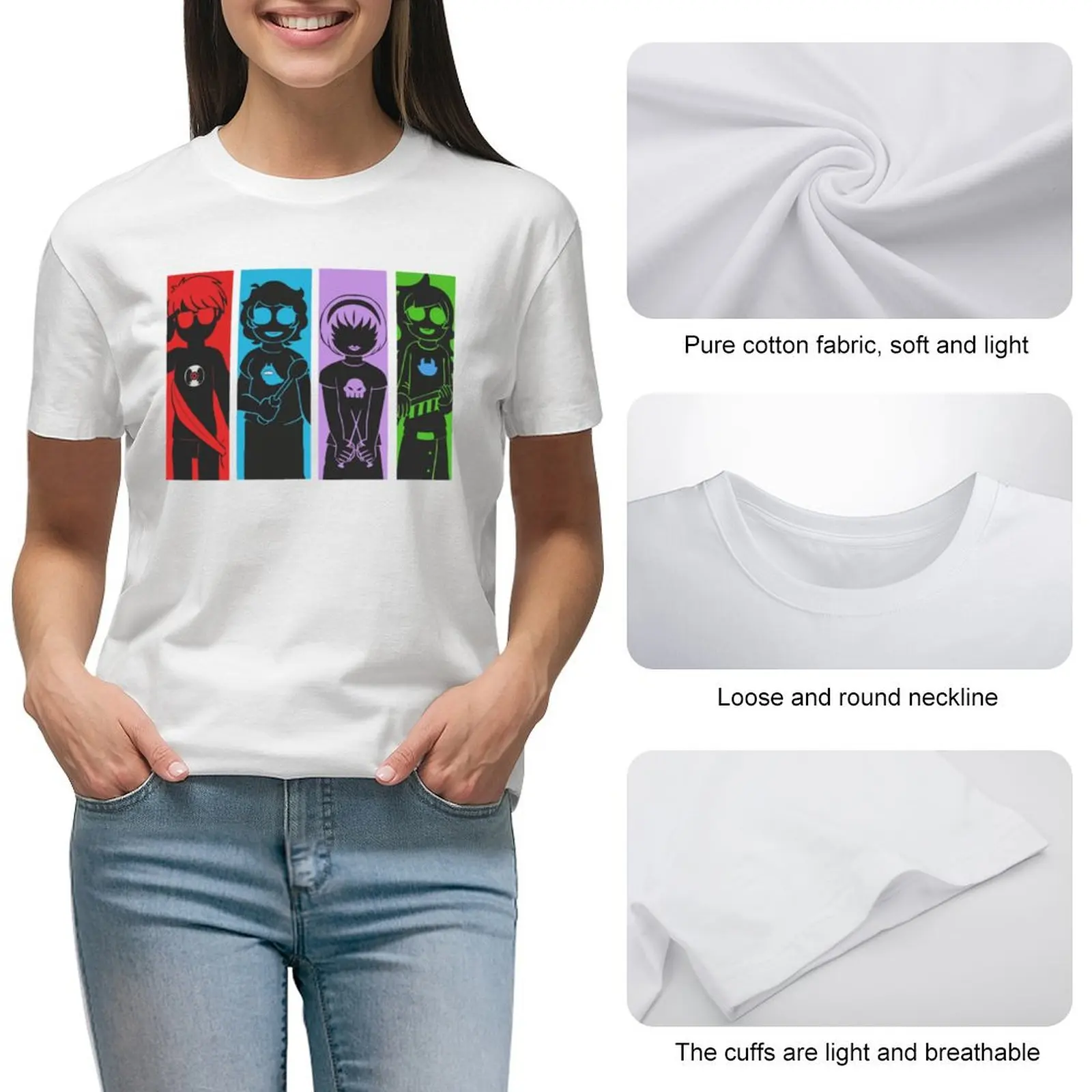 Homestuck-Camiseta de personajes de sombra para mujer, ropa vintage de verano, tops de talla grande, ropa de diseñador de lujo