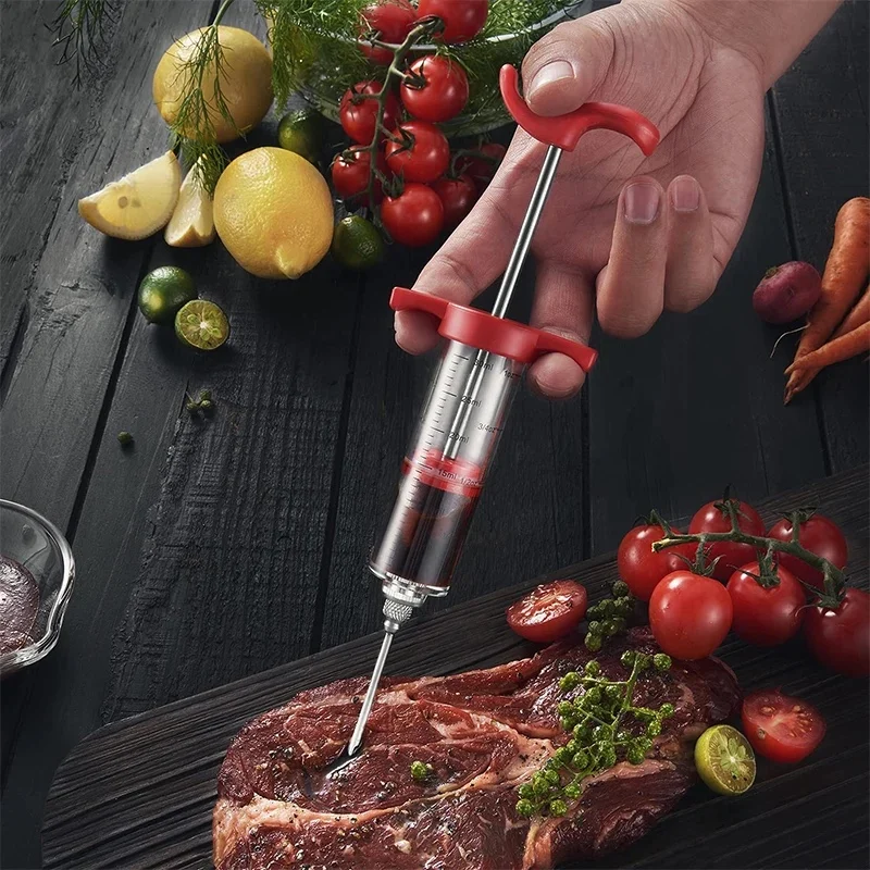 Meat Injector Syringe With 3 Marinade Injector Needles for BBQ Grill Turkey Injector Kit Marinade Flavor Injector