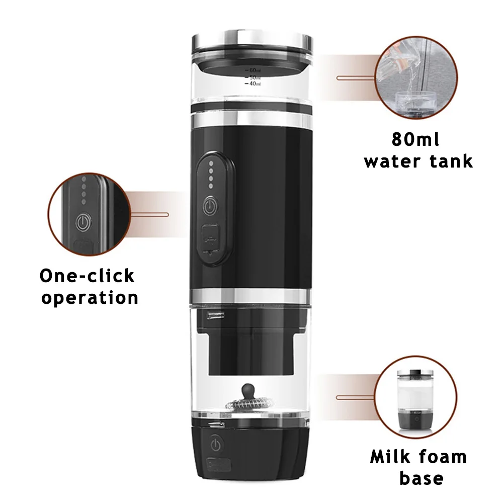 Rechargeable Smart Espresso Coffee Maker Portable Semi Automatic Electric Capsule Coffee Machine With Milk Foam