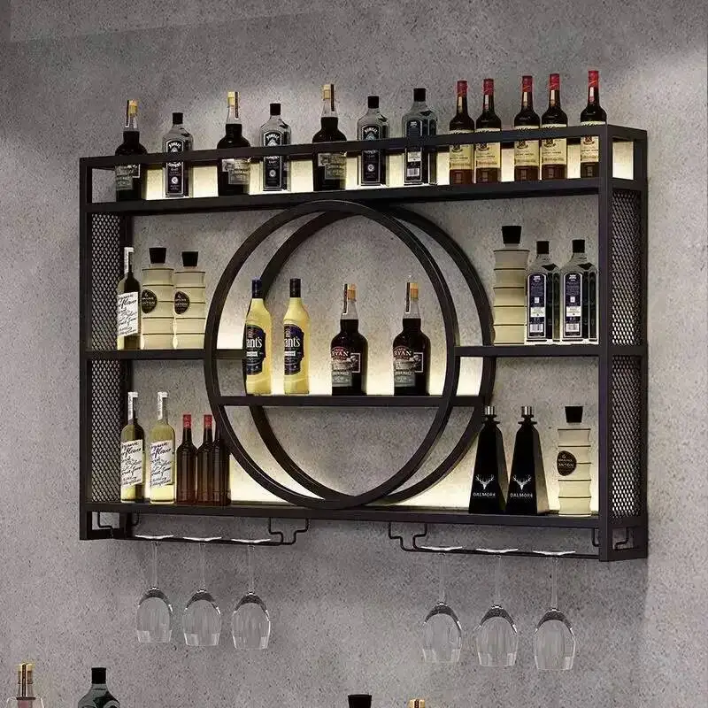 Varejo comercial pendurado armários de vinho fixado na parede cozinha adega canto rack vinho pátio industrial adega barzinho móveis