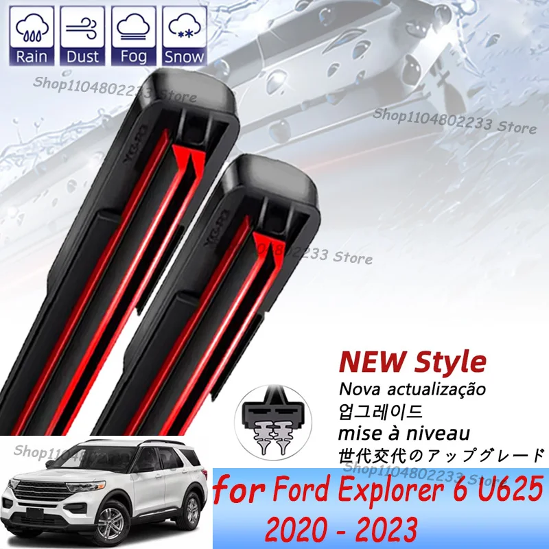 

Front Wiper Blades Set For Ford Explorer 6 U625 2020 - 2023 Natural Rubber Wiper Windshield Windscreen Window Brush 26"+22"
