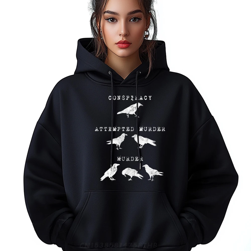 

Conspiracy Attempted Murder Murder Crows Gothic Joke Big And Tall Sweatshirts Student Halloween Party