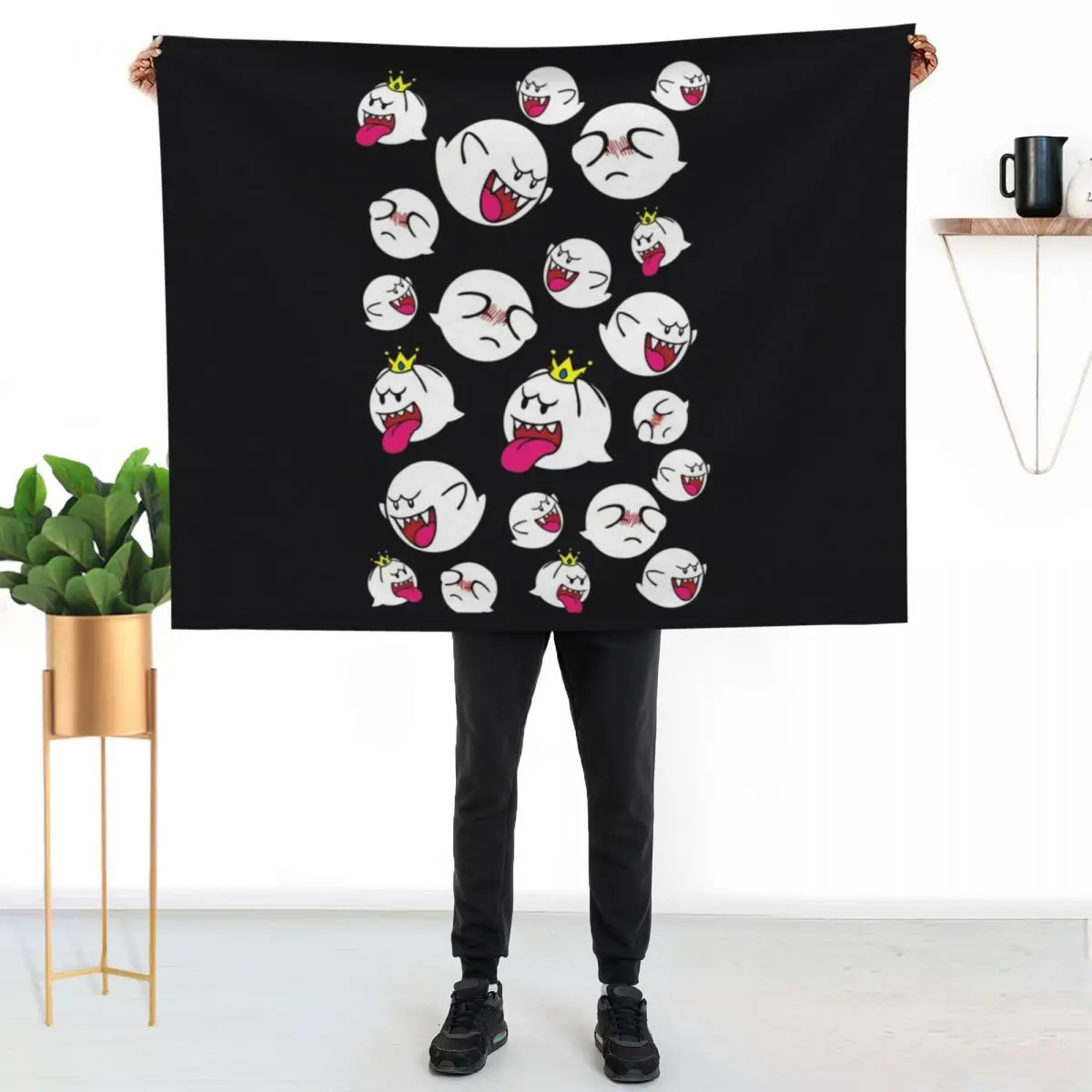 

King Boo Swarm \t Throw Blanket Cozy Warm Blanket for Bed Room Decor