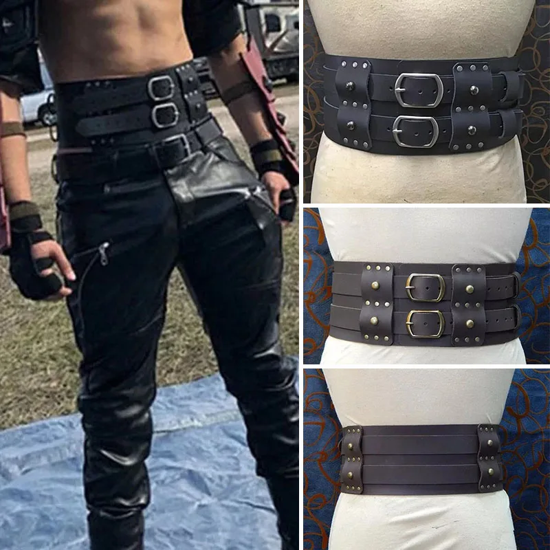 

Steampunk Men Vintage Wide Belt Rome Gladiator Knight Warrior Armor Medieval Viking Pirate Costume Cosplay Accessories For Adult