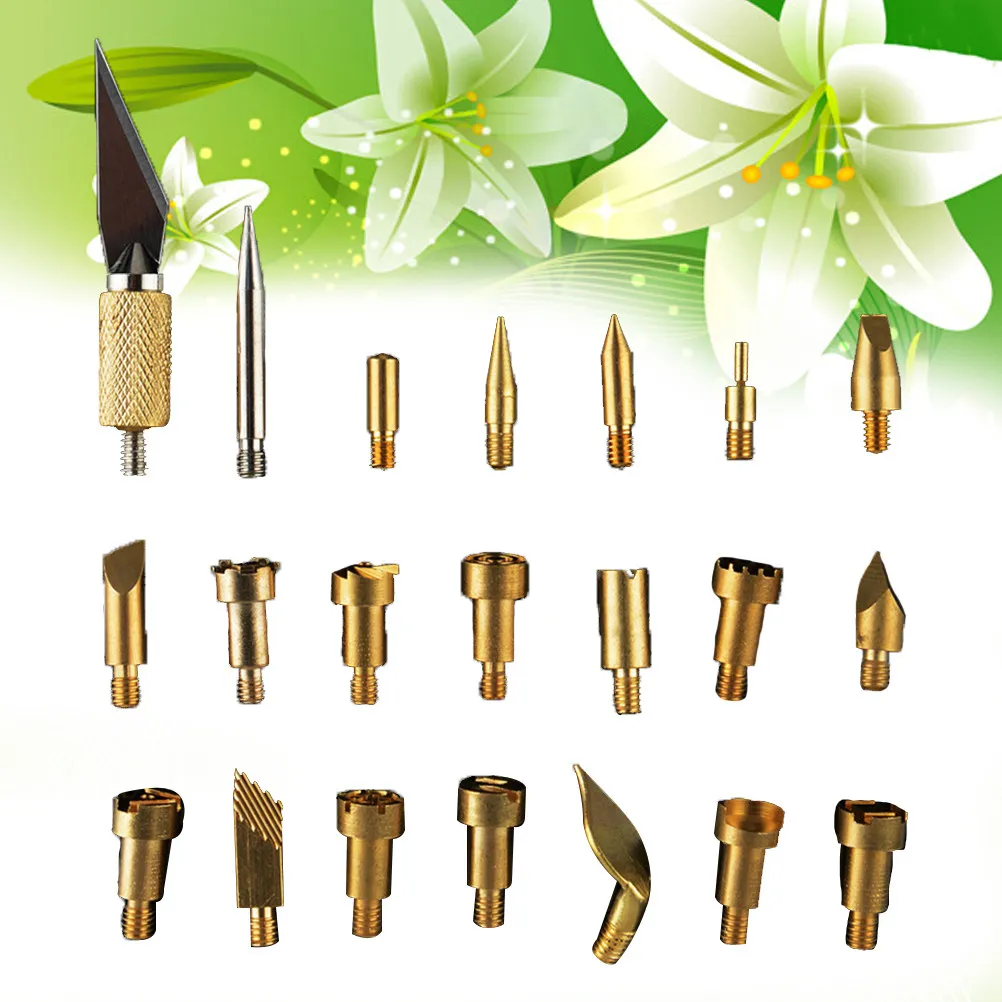 

22Pcs Soldering Iron Tips Set Copper Pyrography Kit for Wood Crafting Decorative Burn Drawing Jewelry DIY Tools