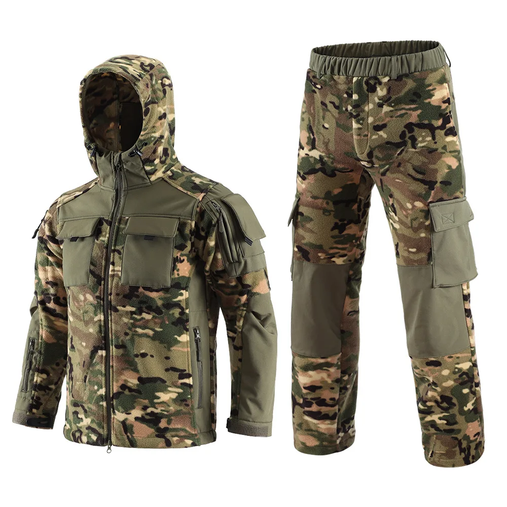 Winter Herren Outdoor Camouflage Jacke Set taktische Kapuzenjacke Winter warme Jacke Innenschicht Herren Winteranzug Herren Set – Detail 3